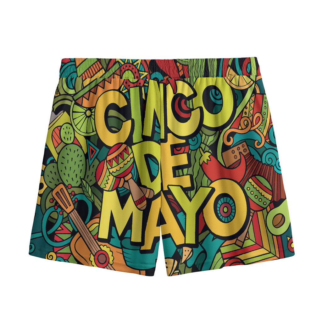 Colorful Cinco de Mayo Print Mesh Shorts