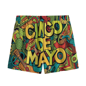 Colorful Cinco de Mayo Print Mesh Shorts