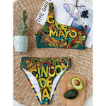 Colorful Cinco de Mayo Print One Shoulder Bikini Top