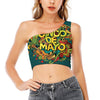 Colorful Cinco de Mayo Print One Shoulder Crop Top