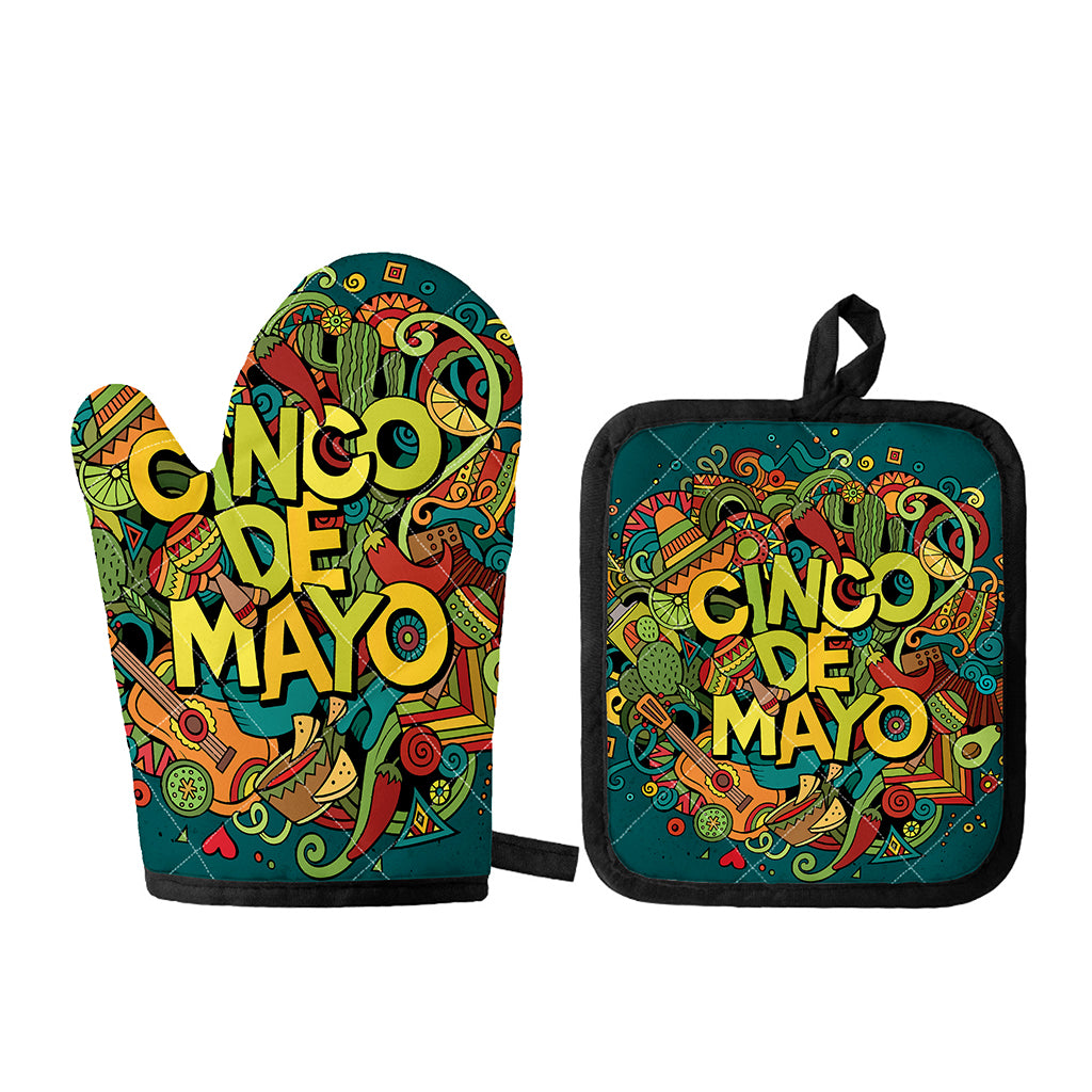 Colorful Cinco de Mayo Print Oven Mitt And Pot Holder Set