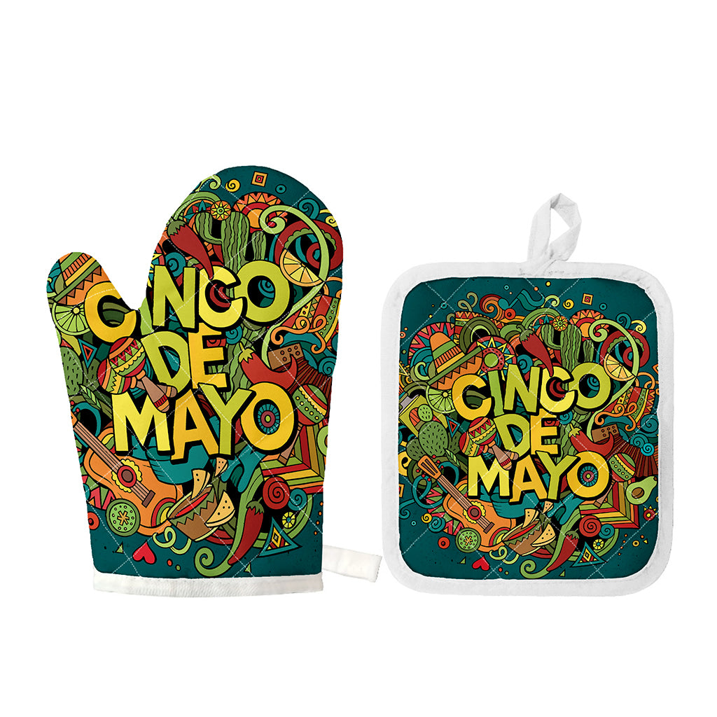 Colorful Cinco de Mayo Print Oven Mitt And Pot Holder Set