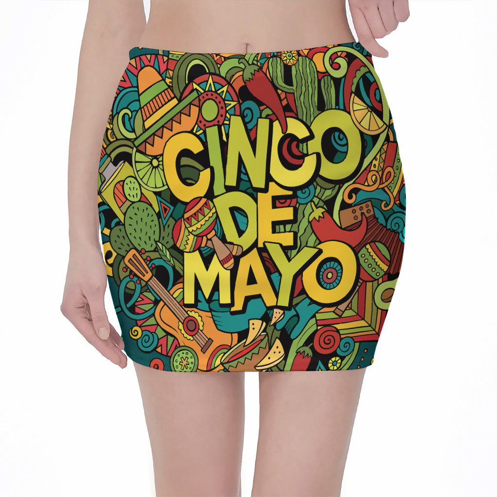 Colorful Cinco de Mayo Print Pencil Mini Skirt