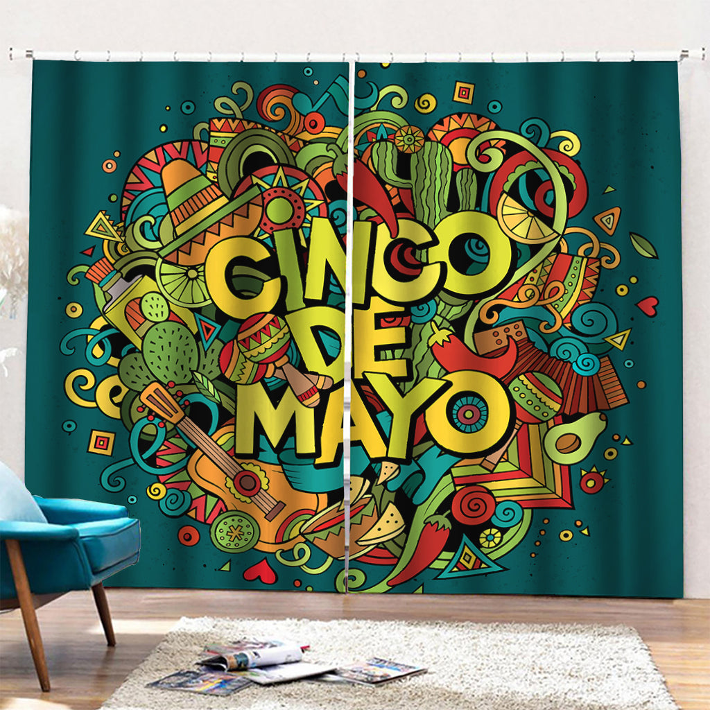 Colorful Cinco de Mayo Print Pencil Pleat Curtains