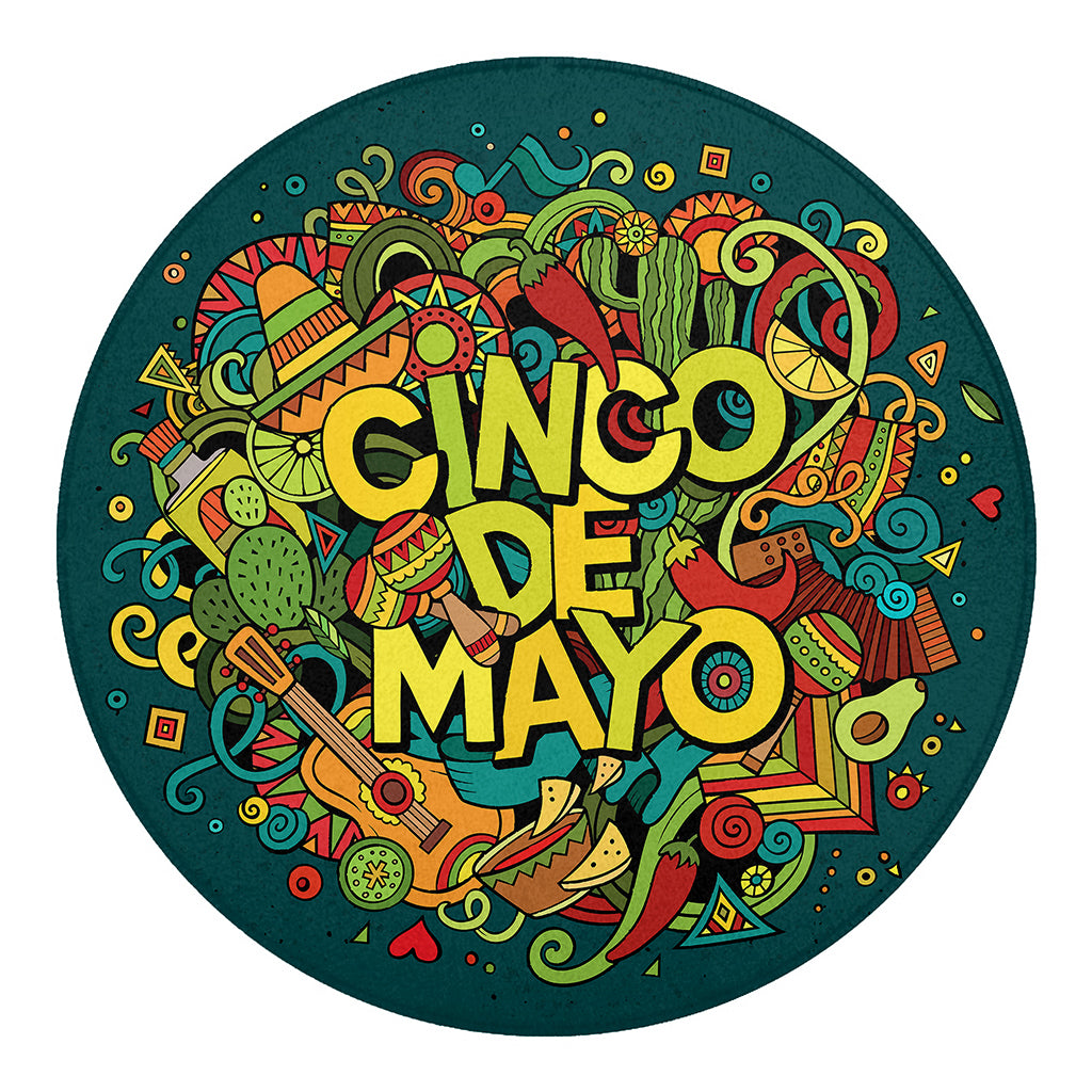 Colorful Cinco de Mayo Print Round Blanket