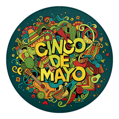 Colorful Cinco de Mayo Print Round Blanket