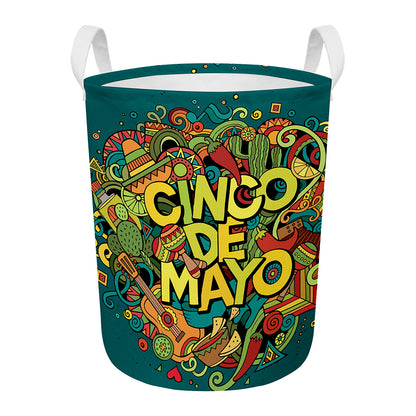 Colorful Cinco de Mayo Print Round Laundry Basket