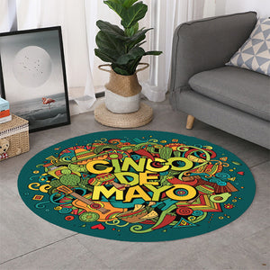 Colorful Cinco de Mayo Print Round Rug