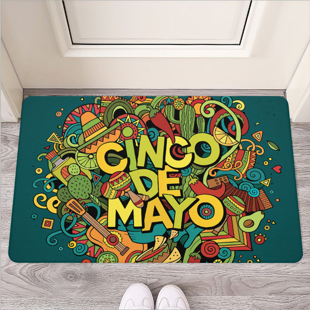 Colorful Cinco de Mayo Print Rubber Doormat