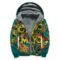 Colorful Cinco de Mayo Print Sherpa Lined Zip Up Hoodie