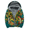 Colorful Cinco de Mayo Print Sherpa Lined Zip Up Hoodie