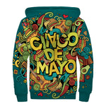 Colorful Cinco de Mayo Print Sherpa Lined Zip Up Hoodie