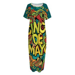 Colorful Cinco de Mayo Print Short Sleeve Long Nightdress