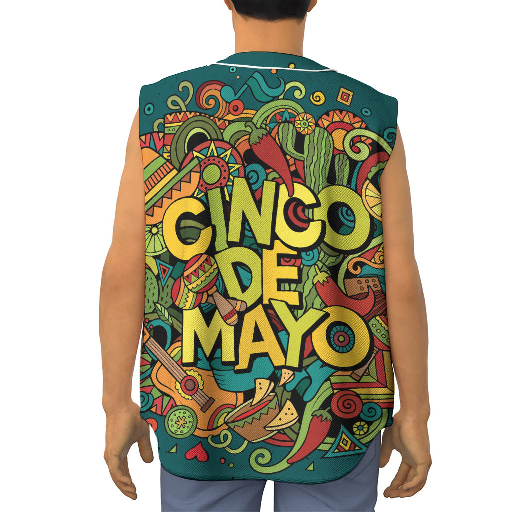 Colorful Cinco de Mayo Print Sleeveless Baseball Jersey