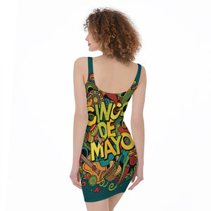 Colorful Cinco de Mayo Print Sleeveless Bodycon Dress