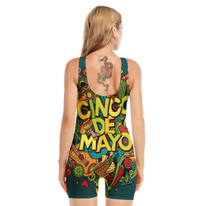 Colorful Cinco de Mayo Print Sleeveless One Piece Swimsuit