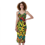 Colorful Cinco de Mayo Print Slim Fit Midi Cami Dress