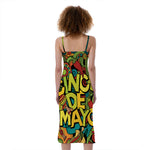 Colorful Cinco de Mayo Print Slim Fit Midi Cami Dress