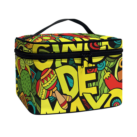 Colorful Cinco de Mayo Print Travel Makeup Bag