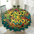 Colorful Cinco de Mayo Print Waterproof Round Tablecloth