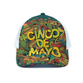 Colorful Cinco de Mayo Print White Mesh Trucker Hat