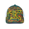 Colorful Cinco de Mayo Print White Mesh Trucker Cap