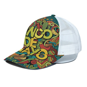 Colorful Cinco de Mayo Print White Mesh Trucker Cap