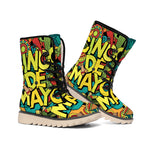 Colorful Cinco de Mayo Print Winter Boots