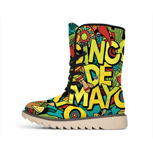 Colorful Cinco de Mayo Print Winter Boots