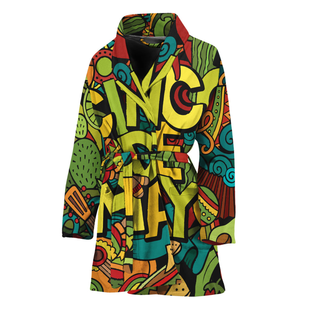 Colorful Cinco de Mayo Print Women's Bathrobe