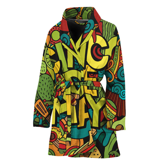 Colorful Cinco de Mayo Print Women's Bathrobe