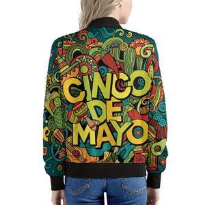 Colorful Cinco de Mayo Print Women's Bomber Jacket