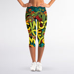 Colorful Cinco de Mayo Print Women's Capri Leggings