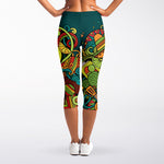 Colorful Cinco de Mayo Print Women's Capri Leggings