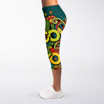 Colorful Cinco de Mayo Print Women's Capri Leggings
