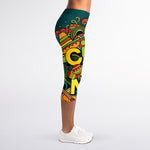 Colorful Cinco de Mayo Print Women's Capri Leggings