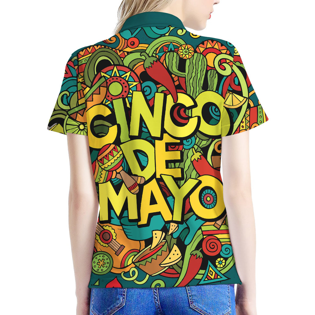 Colorful Cinco de Mayo Print Women's Polo Shirt