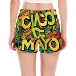 Colorful Cinco de Mayo Print Women's Split Running Shorts