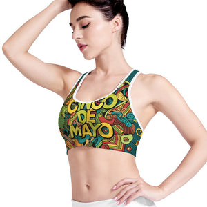 Colorful Cinco de Mayo Print Women's Sports Bra