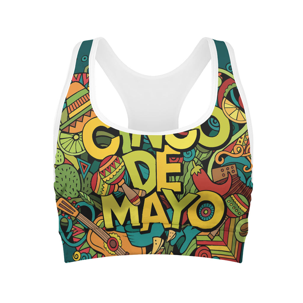 Colorful Cinco de Mayo Print Women's Sports Bra