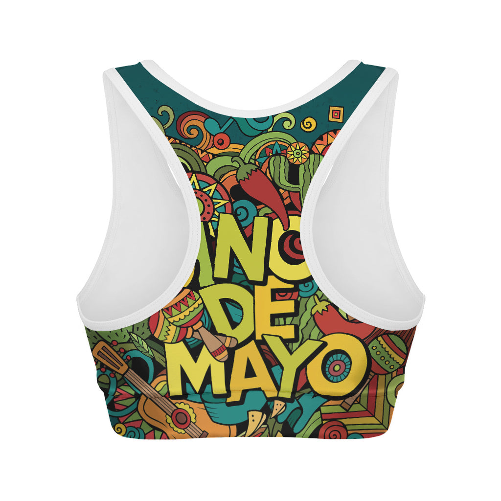 Colorful Cinco de Mayo Print Women's Sports Bra