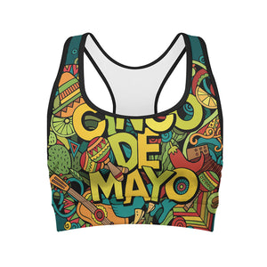 Colorful Cinco de Mayo Print Women's Sports Bra