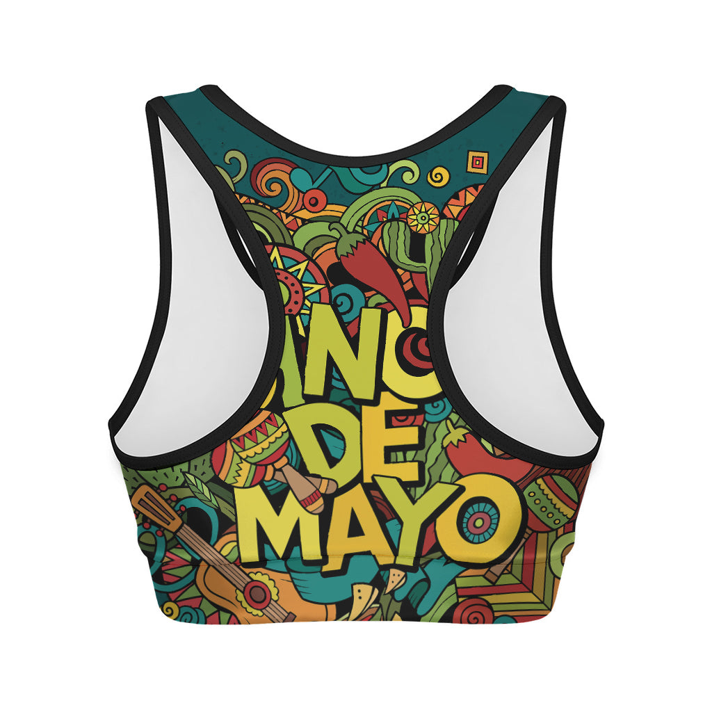 Colorful Cinco de Mayo Print Women's Sports Bra