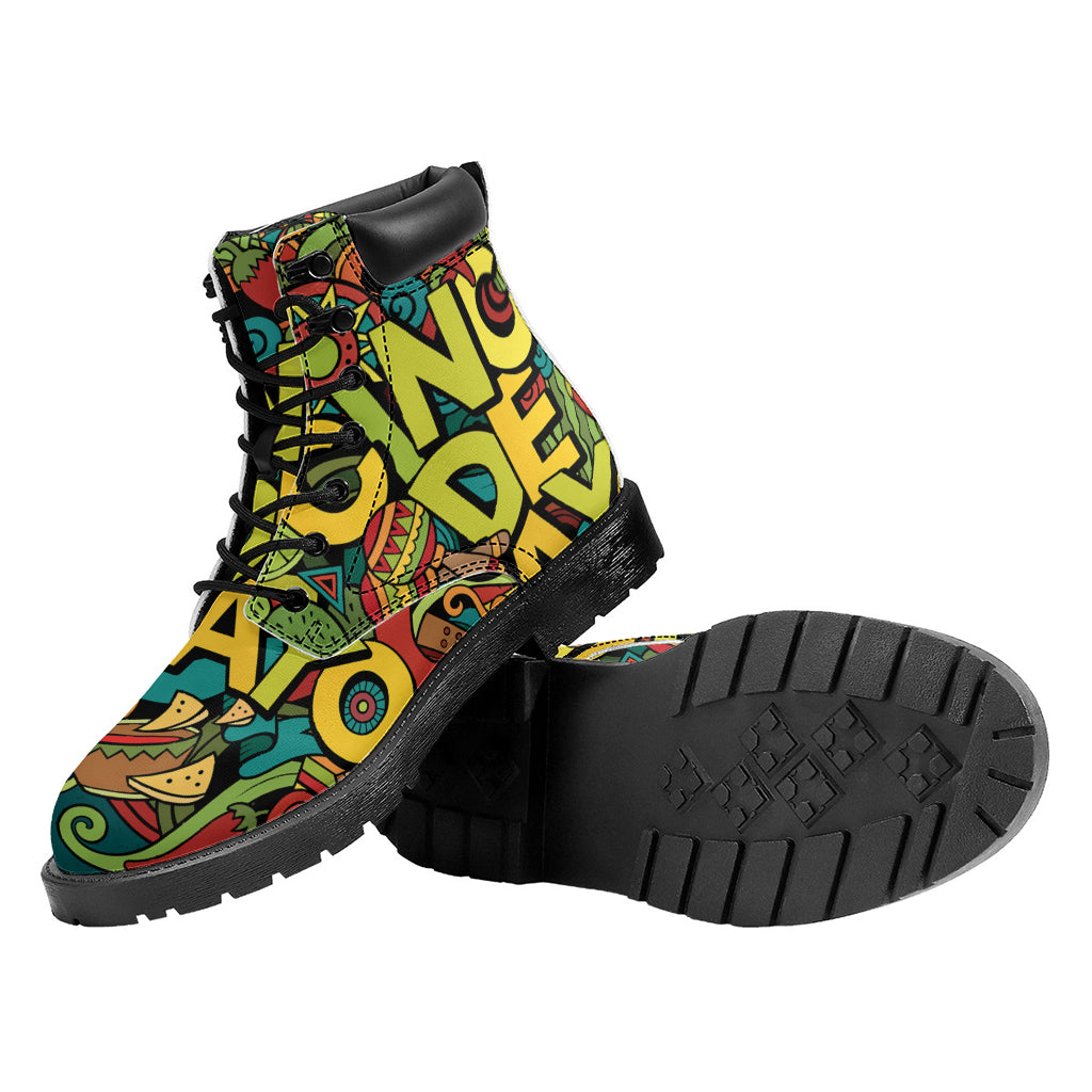 Colorful Cinco de Mayo Print Work Boots