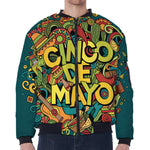 Colorful Cinco de Mayo Print Zip Sleeve Bomber Jacket