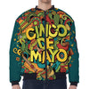 Colorful Cinco de Mayo Print Zip Sleeve Bomber Jacket