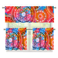 Colorful Circle Mandala Print 3 Piece Kitchen Curtains