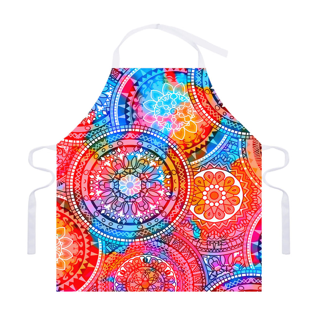 Colorful Circle Mandala Print Adjustable Apron