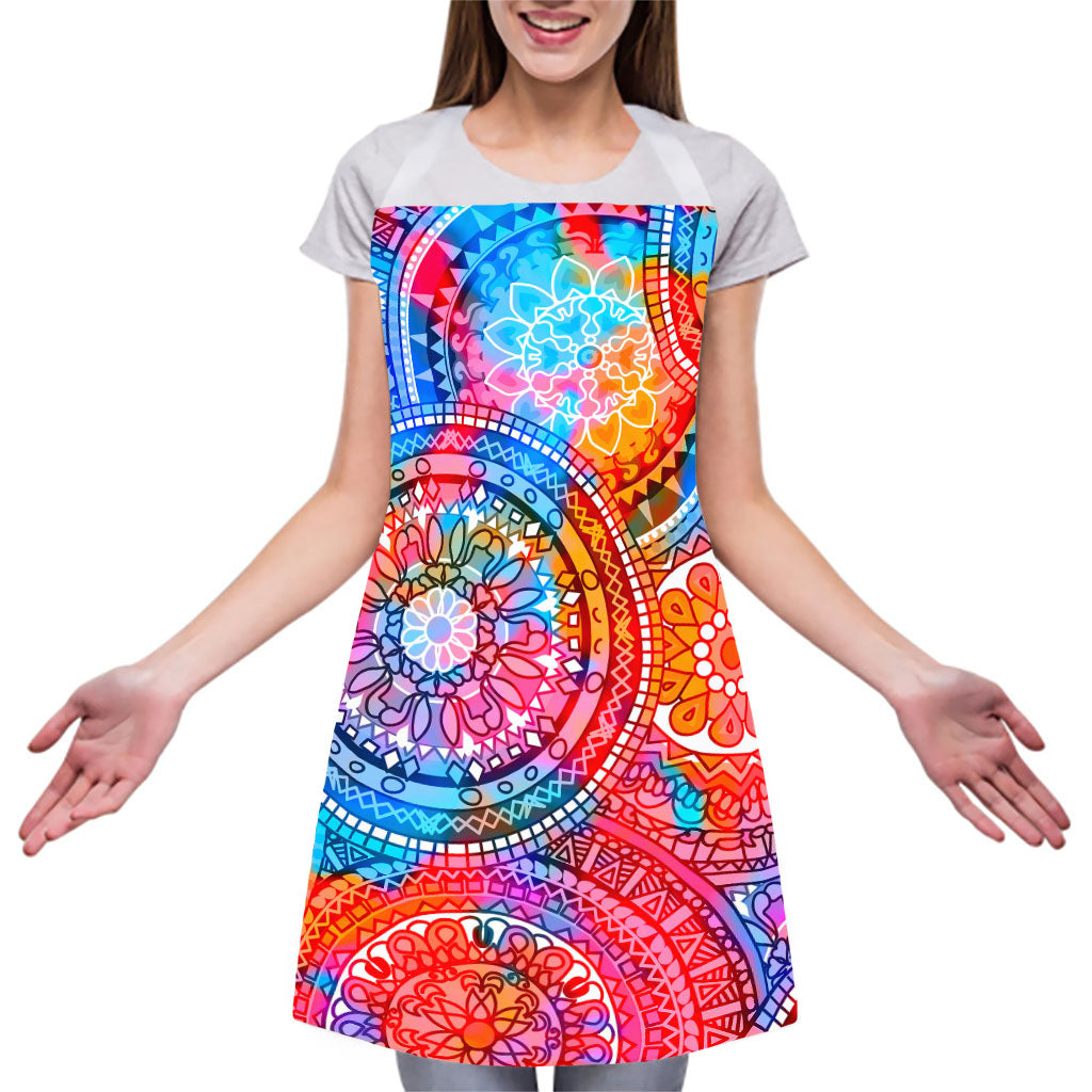 Colorful Circle Mandala Print Adjustable Apron