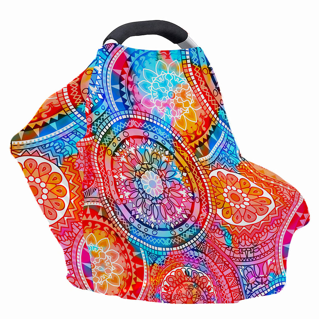 Colorful Circle Mandala Print Baby Seat Cover